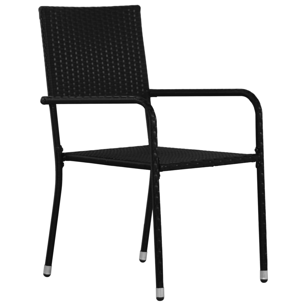vidaXL Tuinstoelen 2 st stapelbaar poly rattan zwart afbeelding