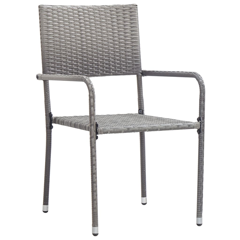 vidaXL Tuinstoelen 2 st stapelbaar poly rattan grijs afbeelding