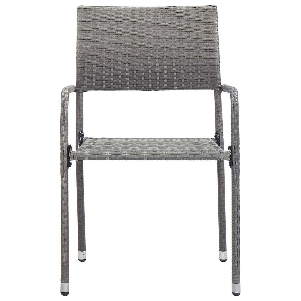Thumbnail - vidaXL Garten-Essstühle 2 Stk. Stapelbar Grau Polyrattan