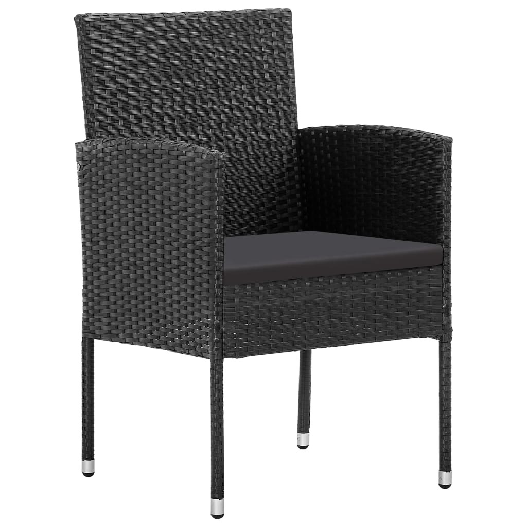vidaXL 4 db fekete polyrattan kerti szék fekete párnákkal