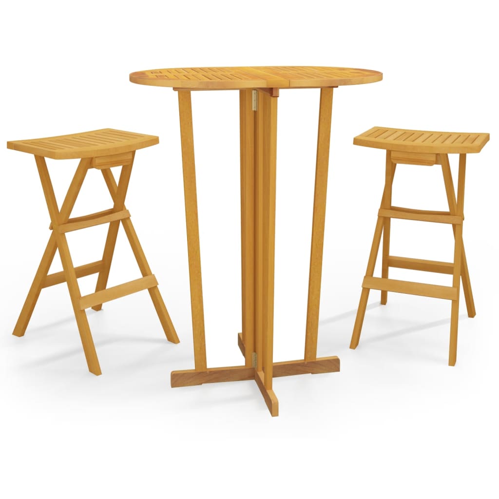Thumbnail - vidaXL 3-tlg. Bar-Set Klappbar Massivholz Teak