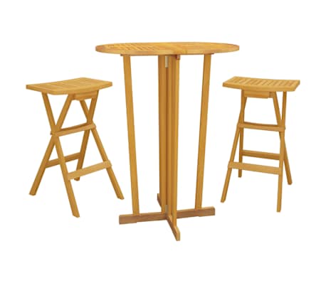vidaXL 3-tlg. Bar-Set Klappbar Massivholz Teak