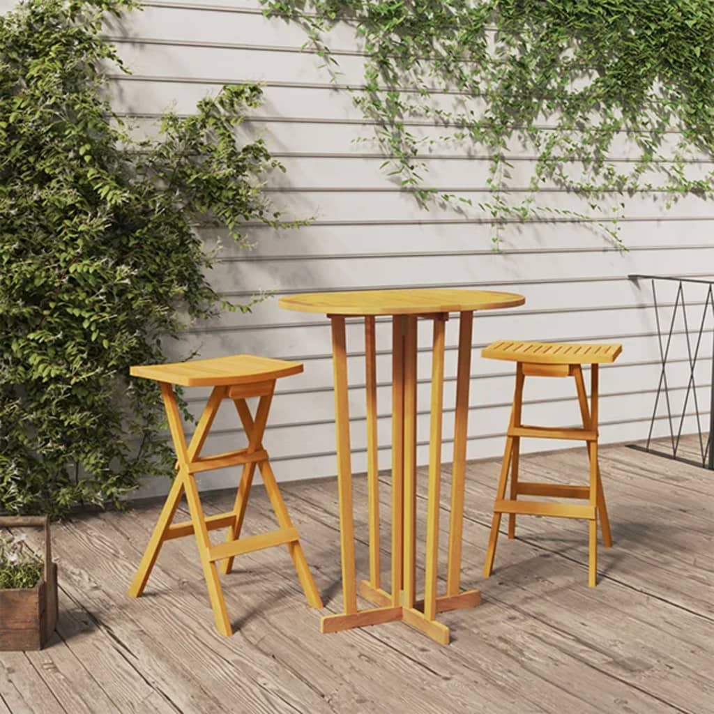 vidaXL 3-tlg. Bar-Set Klappbar Massivholz Teak