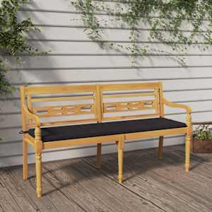 Lavice Batavia s antracitovou poduškou 150 cm masivní teak - obrázek 1