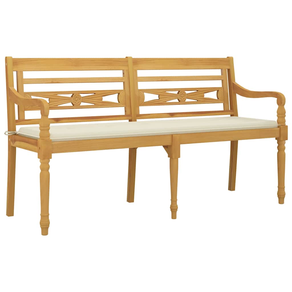 Thumbnail - vidaXL Batavia-Bank mit Creme Kissen 150 cm Massivholz Teak