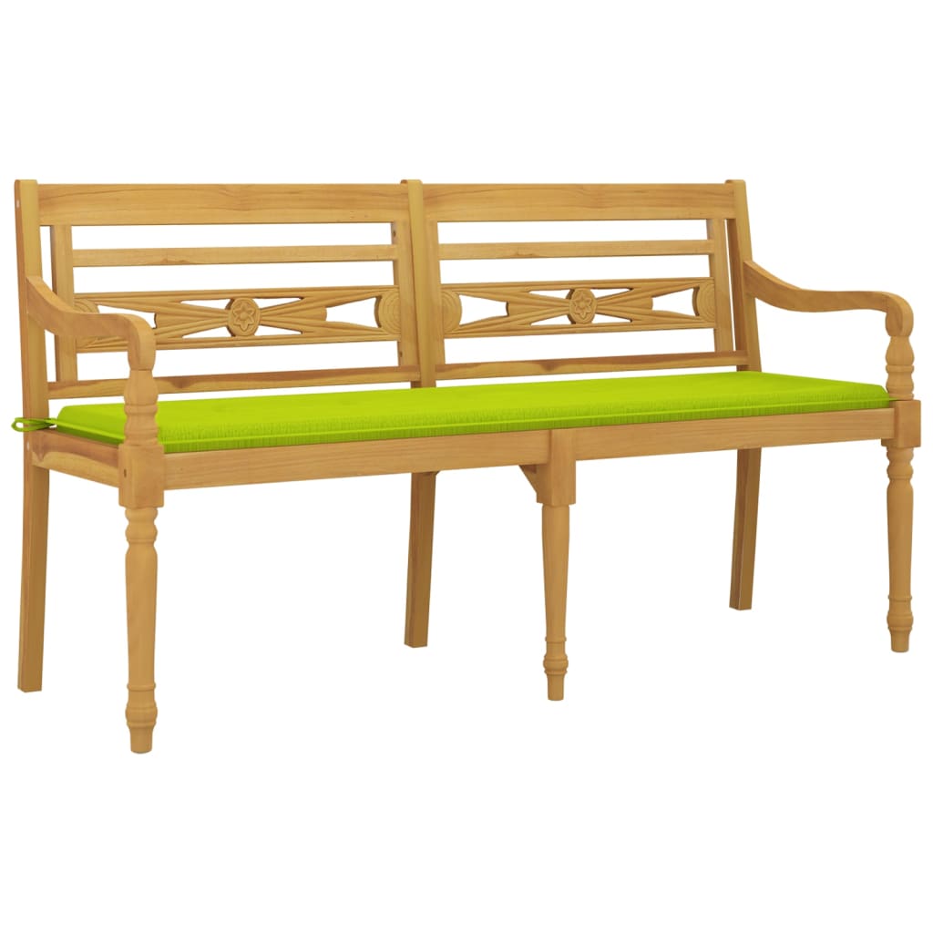 Thumbnail - vidaXL Batavia-Bank mit Hellgrünem Kissen 150 cm Massivholz Teak
