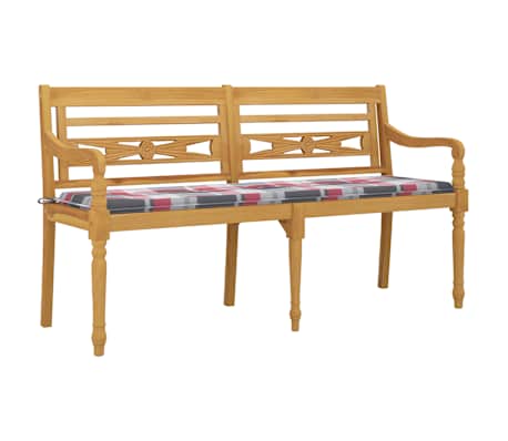 vidaXL Batavia suoliukas su languota pagalvėle, 150cm, tikmedis