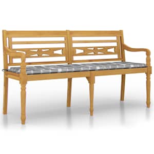 Lavice Batavia šedá kostkovaná poduška 150 cm masivní teak - obrázek 2