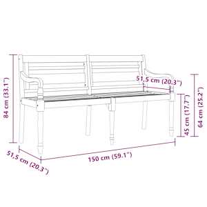 Lavice Batavia šedá kostkovaná poduška 150 cm masivní teak - obrázek 8