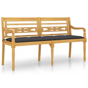 Lavice Batavia s antracitovou poduškou 150 cm masivní teak - obrázek 2