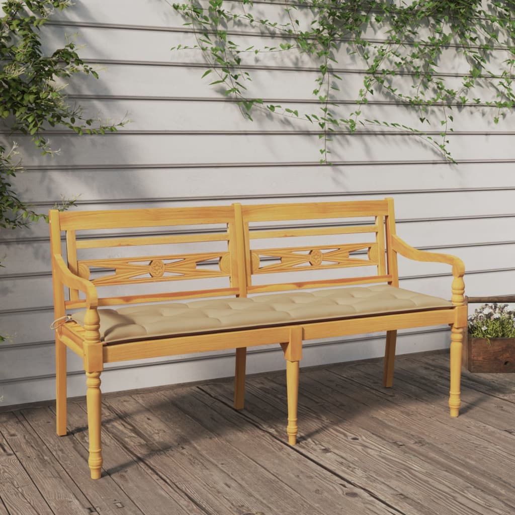 Teak Batavia Ławka ogrodowa z poduszką Drewniana ławka Ławka Wielokrotny wysięgnik vidaXL - Zdjęcie 19 z 90