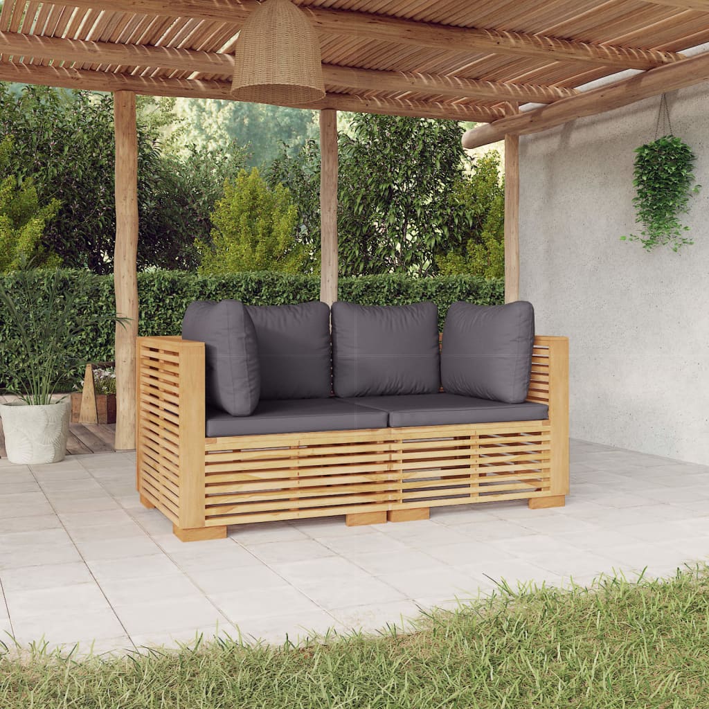 Garten-Ecksofas mit Kissen 2 Stk. Massivholz Teak