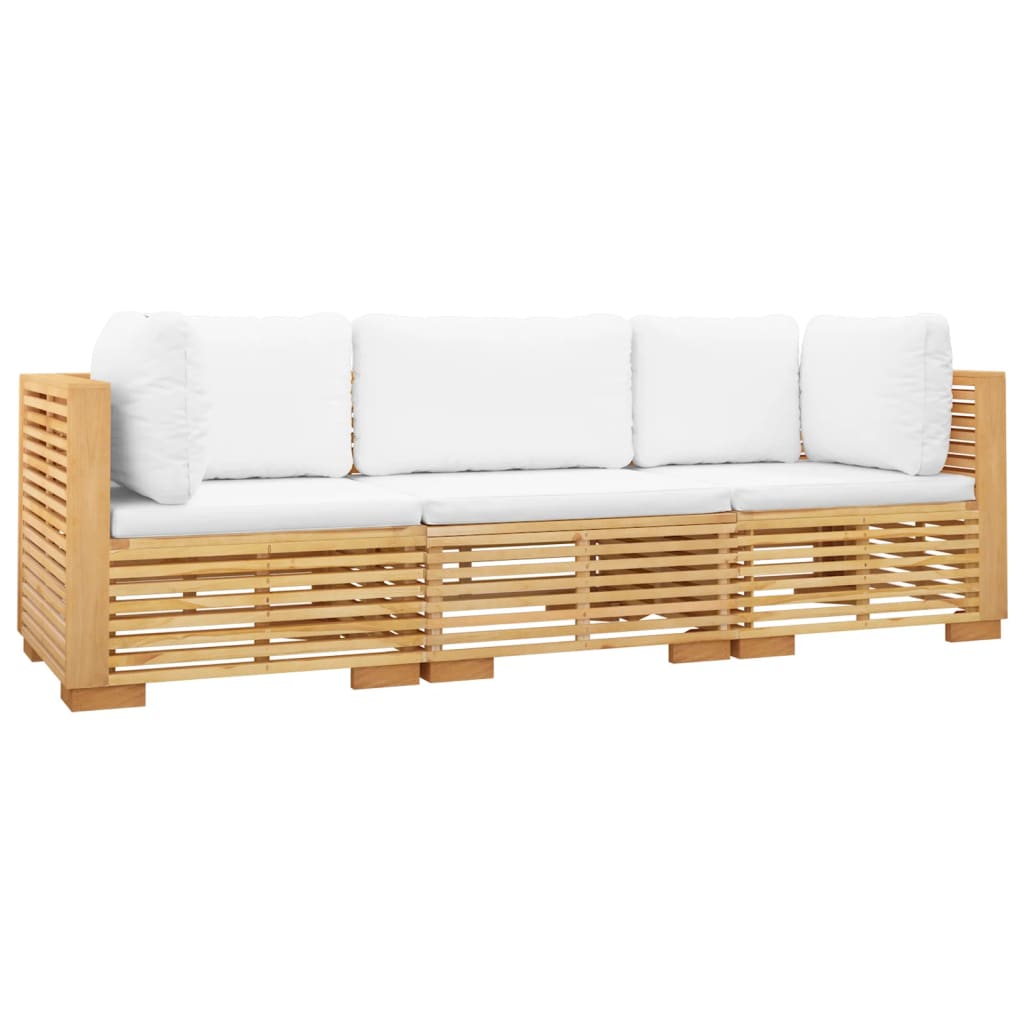 vidaXL 3-delige Loungeset met kussens massief teakhout afbeelding