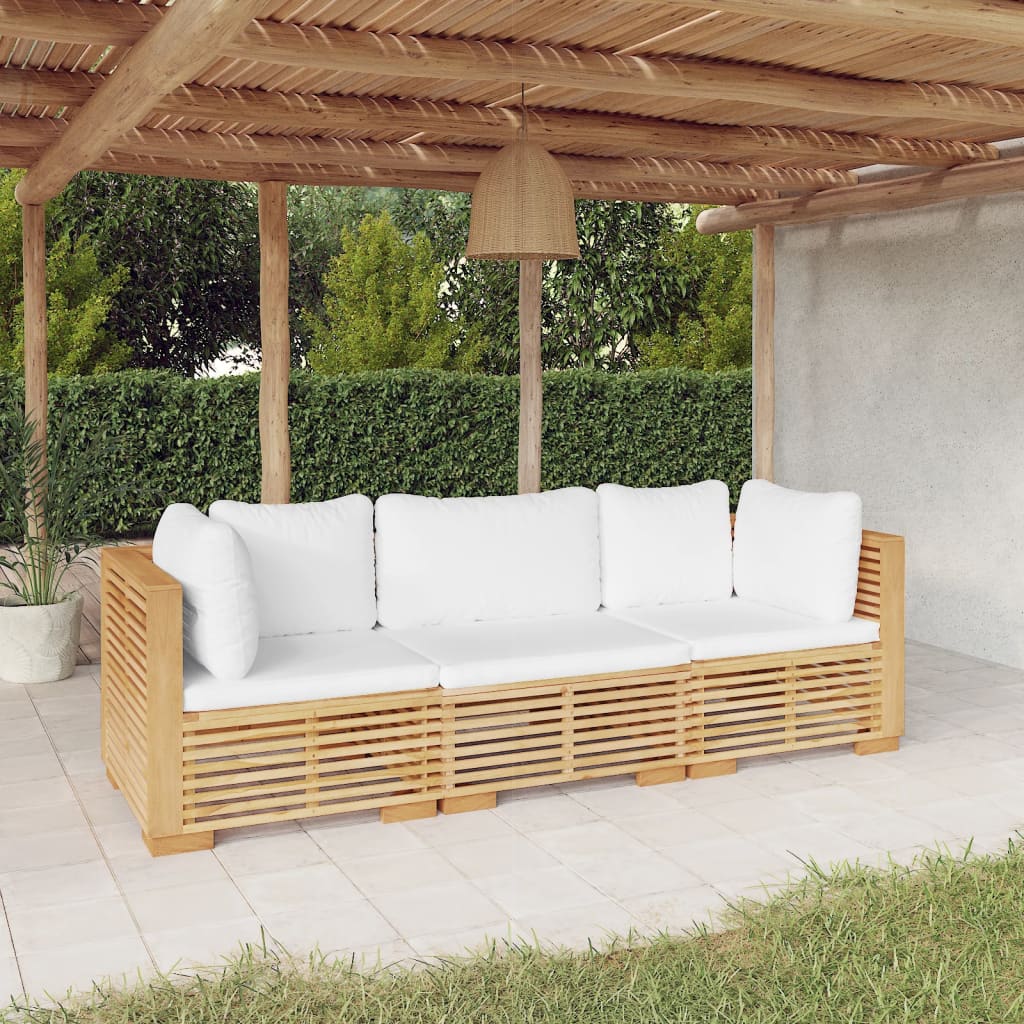 vidaXL 3-tlg. Garten-Lounge-Set mit Kissen Massivholz Teak