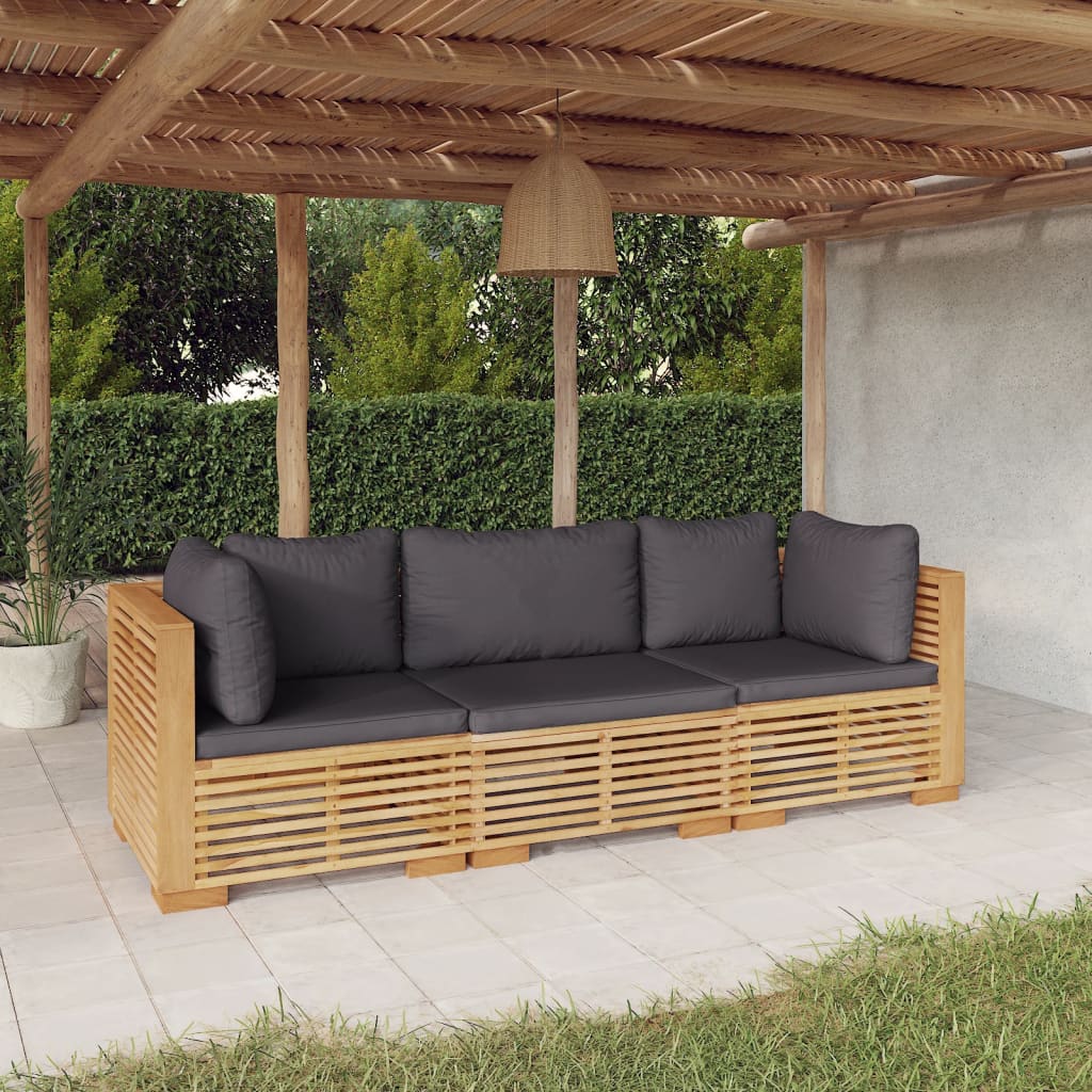 vidaXL 3-tlg. Garten-Lounge-Set mit Kissen Massivholz Teak