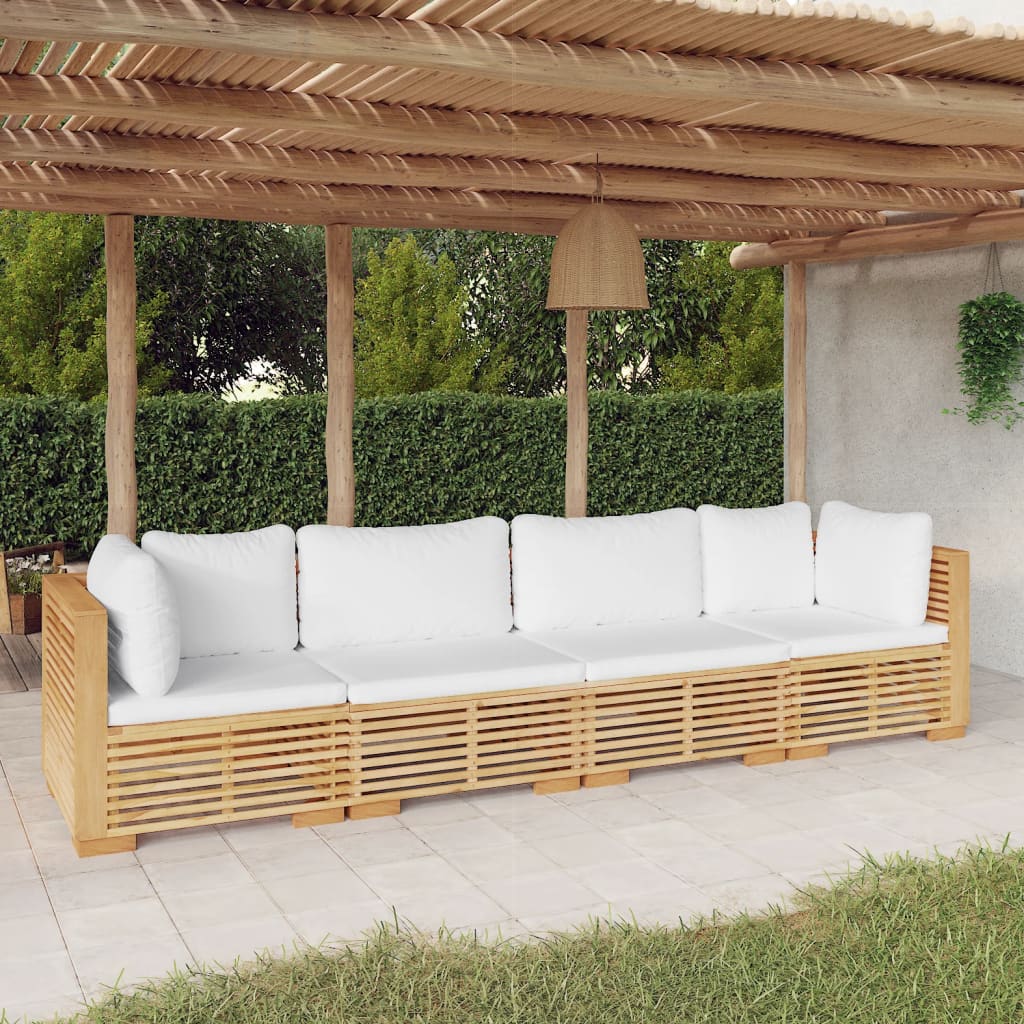 vidaXL 4-tlg. Garten-Lounge-Set mit Kissen Massivholz Teak