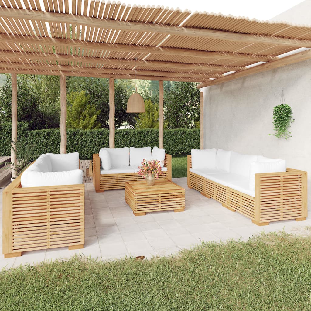9-cz. zestaw wypoczynkowy do ogrodu, poduszki, drewno tekowe