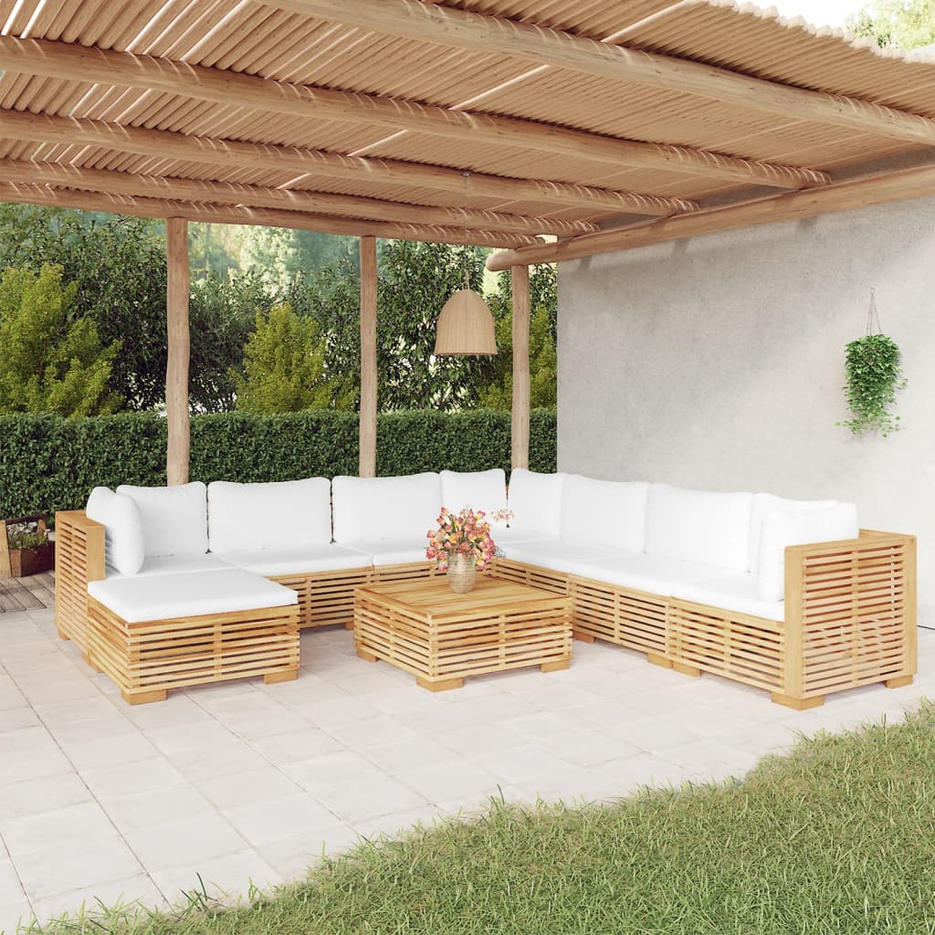 vidaXL Set mobilier grădină cu perne, 9 piese, lemn masiv de tec Gradina