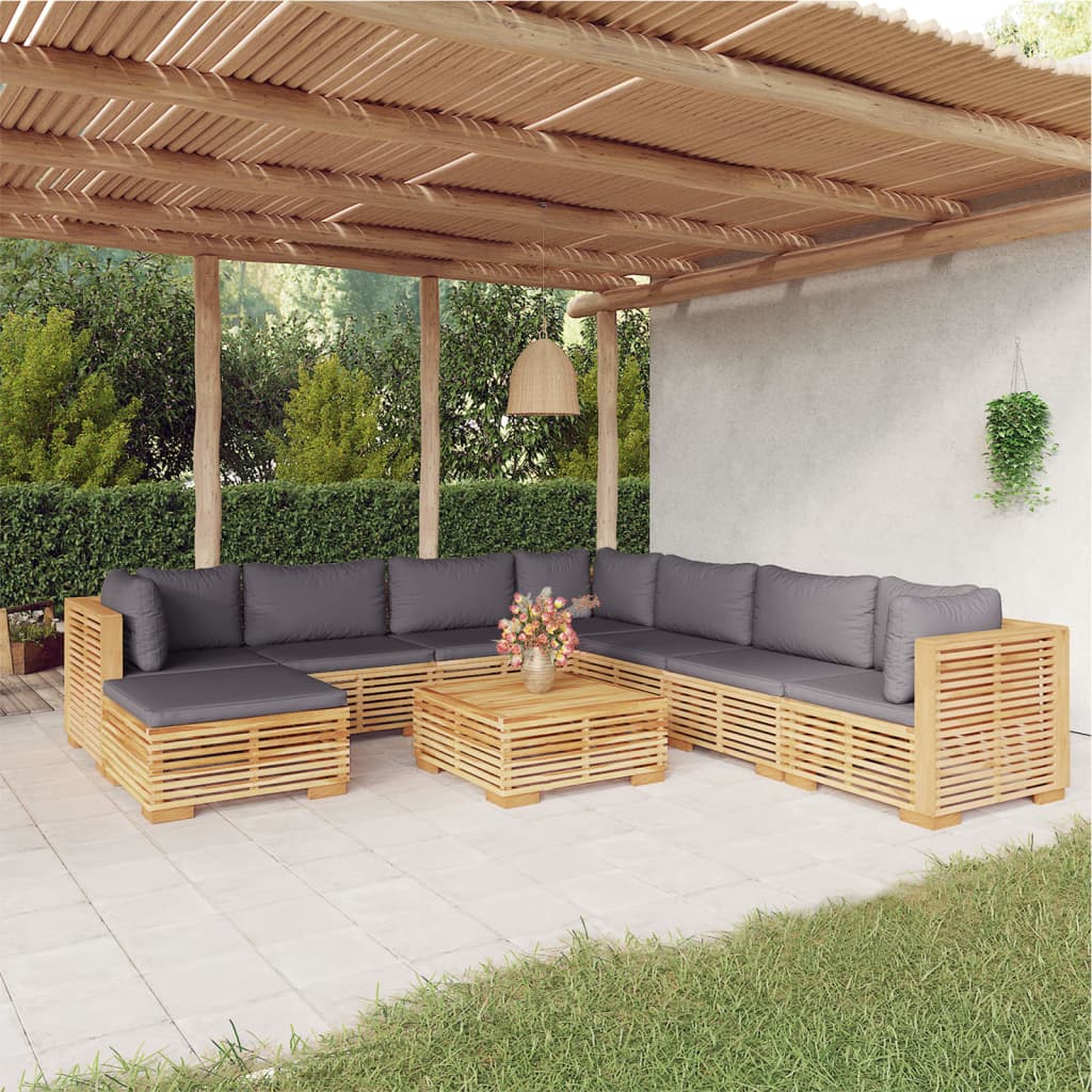 vidaXL 9 Piece Garden Lounge Set with Cushions Solid Teak Wood