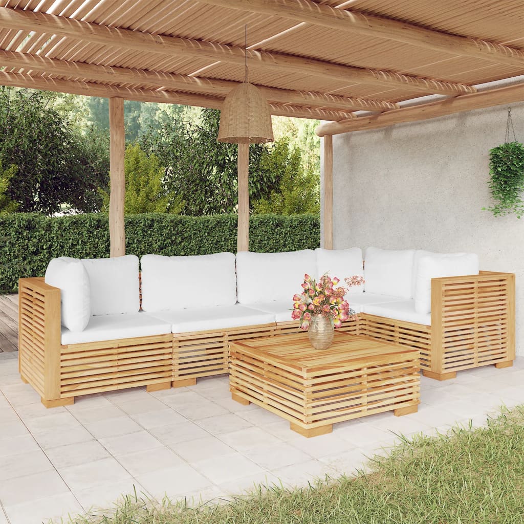 vidaXL 6-tlg. Garten-Lounge-Set mit Kissen Massivholz Teak