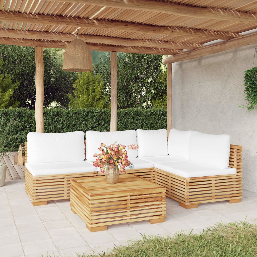 5-cz. zestaw wypoczynkowy do ogrodu, poduszki, drewno tekowe