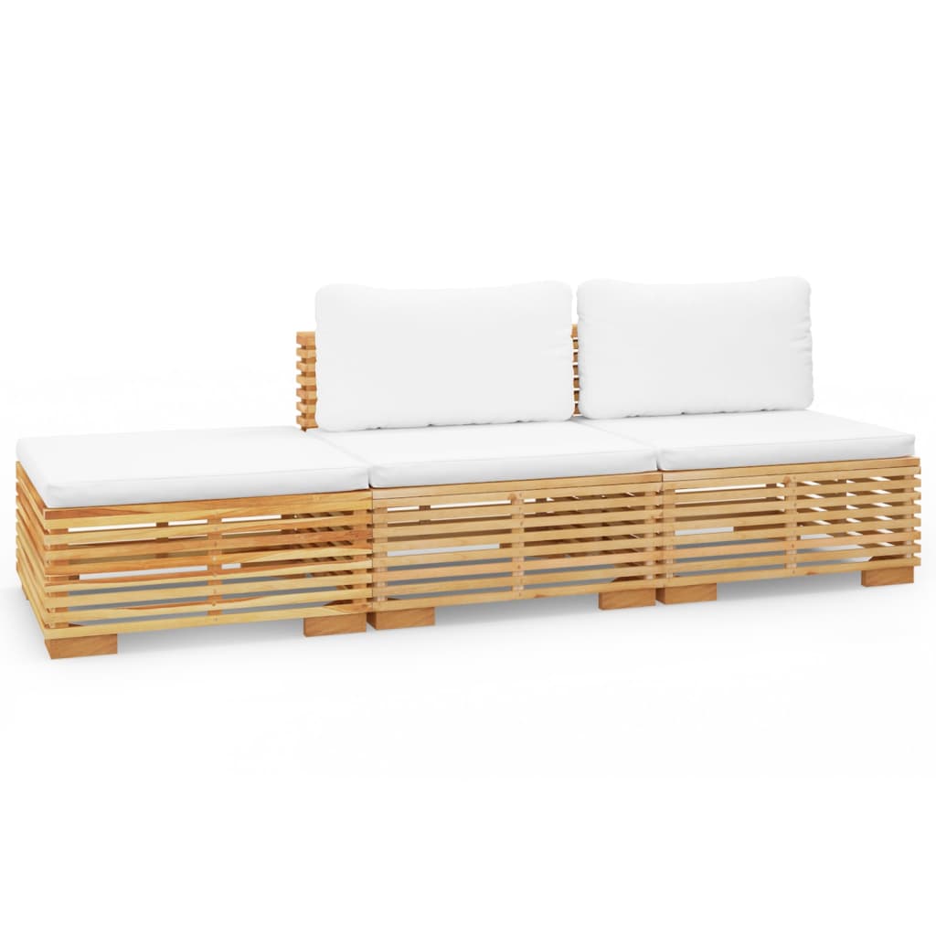 Mebel ogrodowy z drewna tekowego, kremowe poduszki, wymiary: 69,5x69,5x60 cm