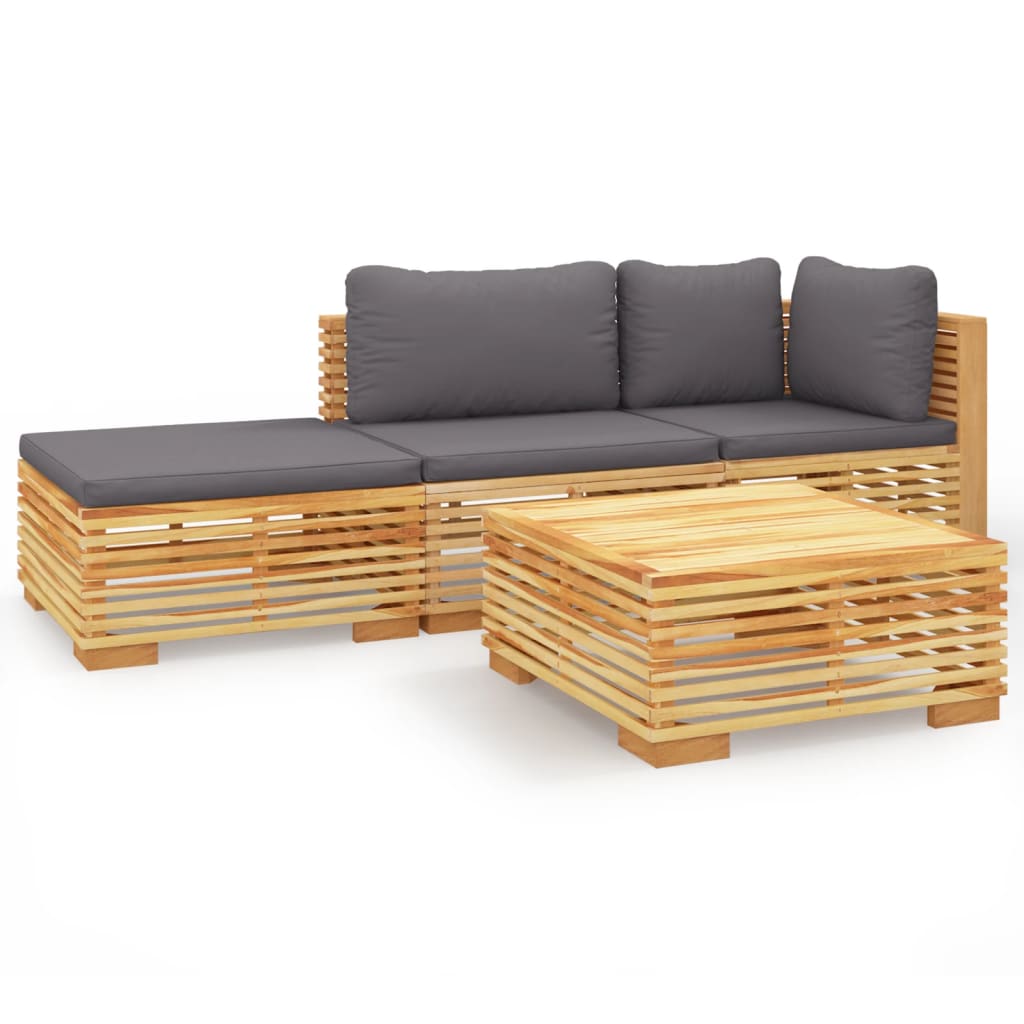 Thumbnail - vidaXL 4-tlg. Garten-Lounge-Set mit Kissen Massivholz Teak