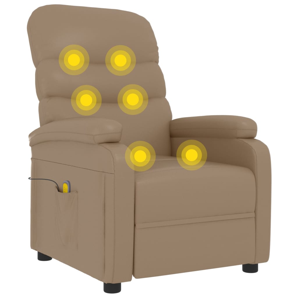 vidaXL Masážní křeslo cappuccino umělá kůže