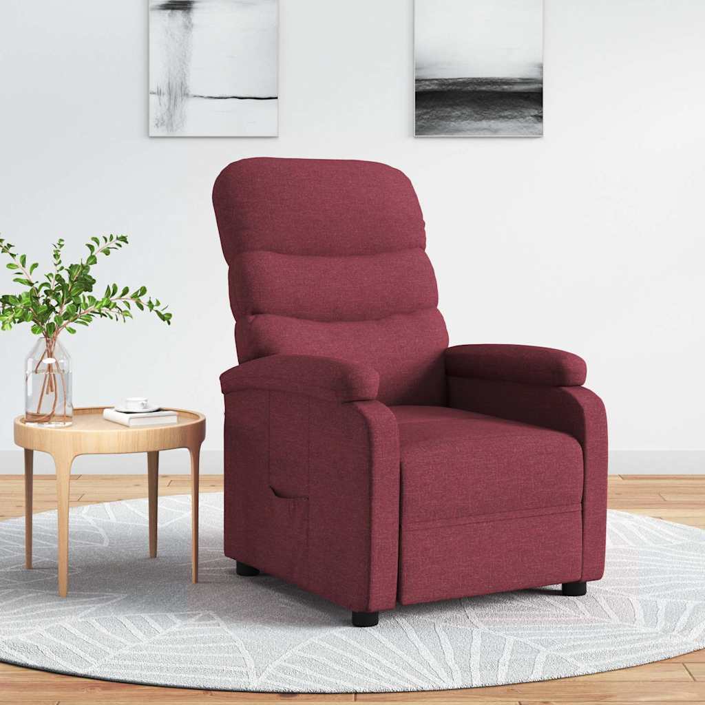 vidaXL Fotoliu rabatabil, roșu vin, material textil