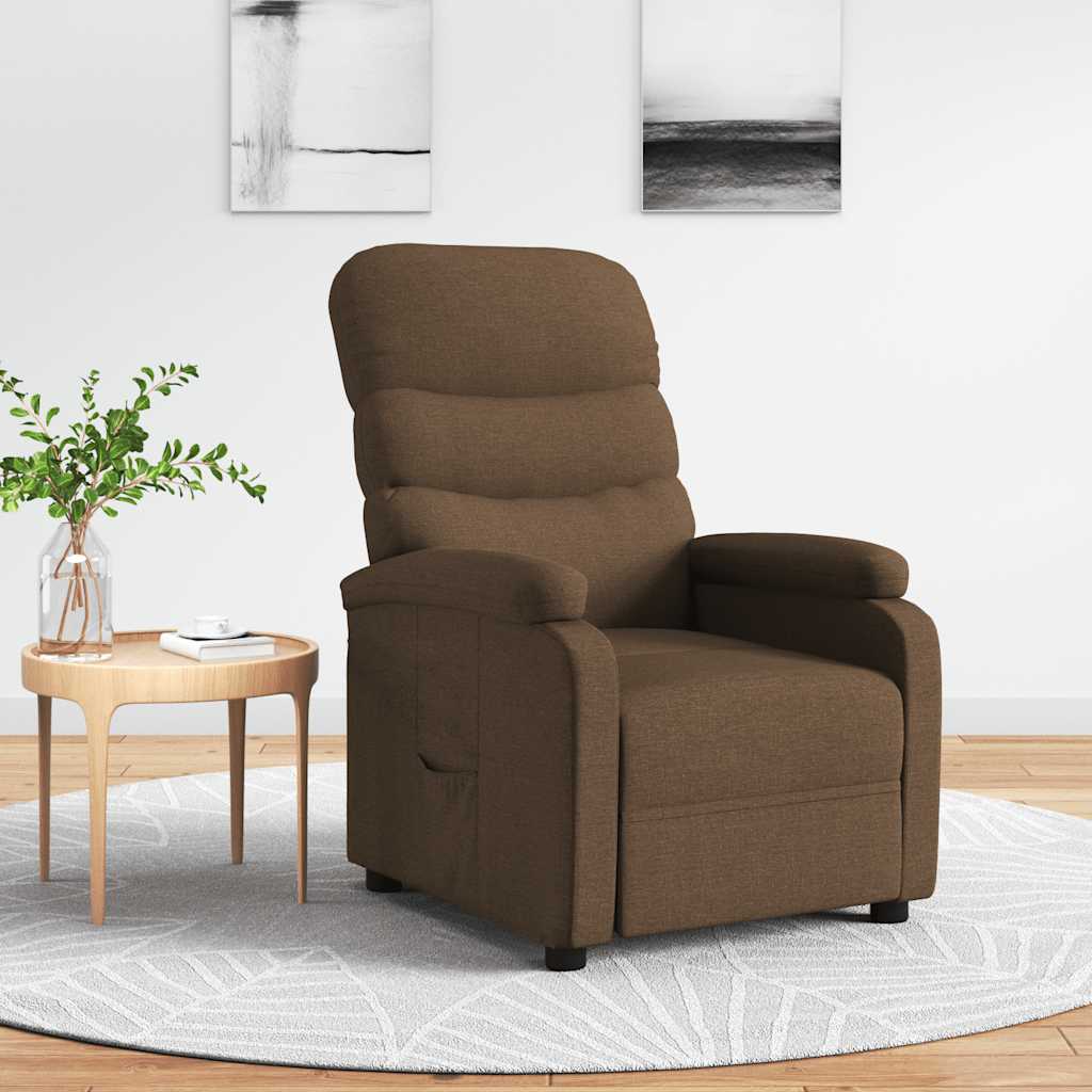 vidaXL Fotoliu rabatabil, maro, material textil