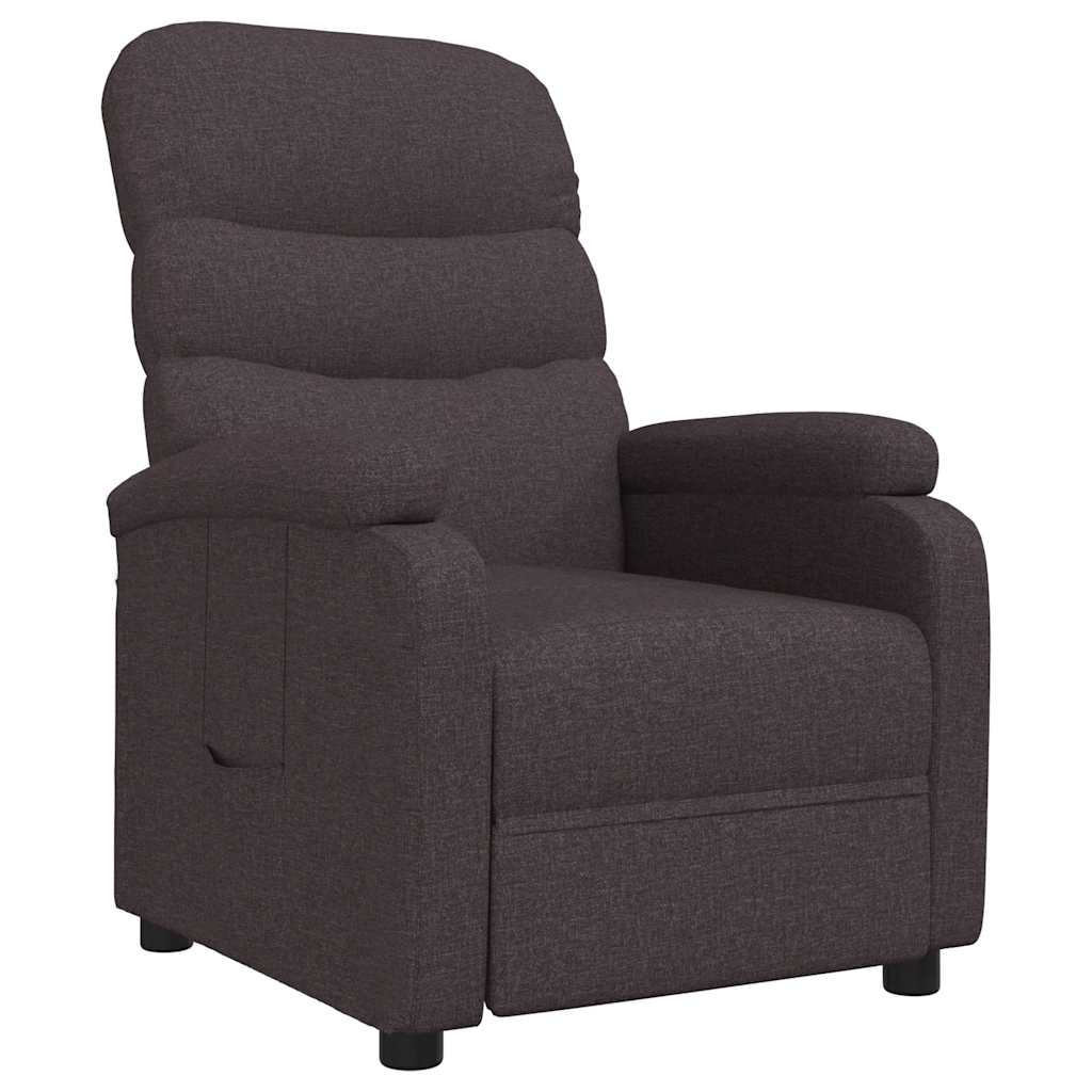 vidaXL Polohovací křeslo tmavě hnědé textil