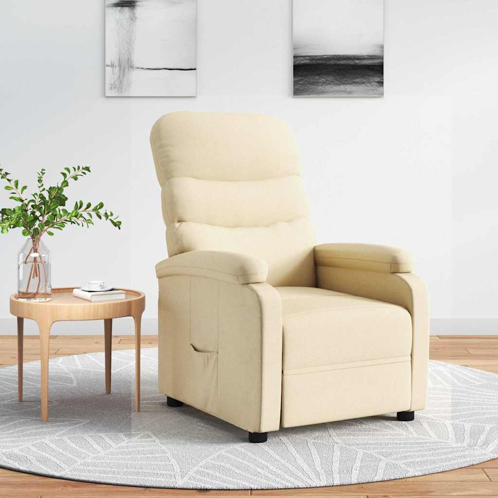 vidaXL Fotoliu rabatabil, crem, material textil