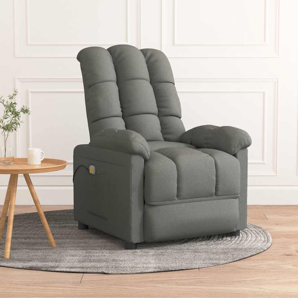 vidaXL Fotoliu de masaj, gri inchis, material textil