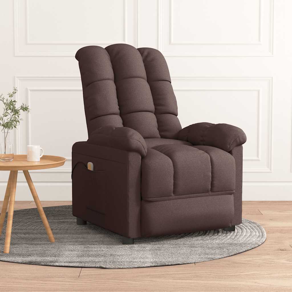 vidaXL Fotoliu de masaj, maro închis, material textil