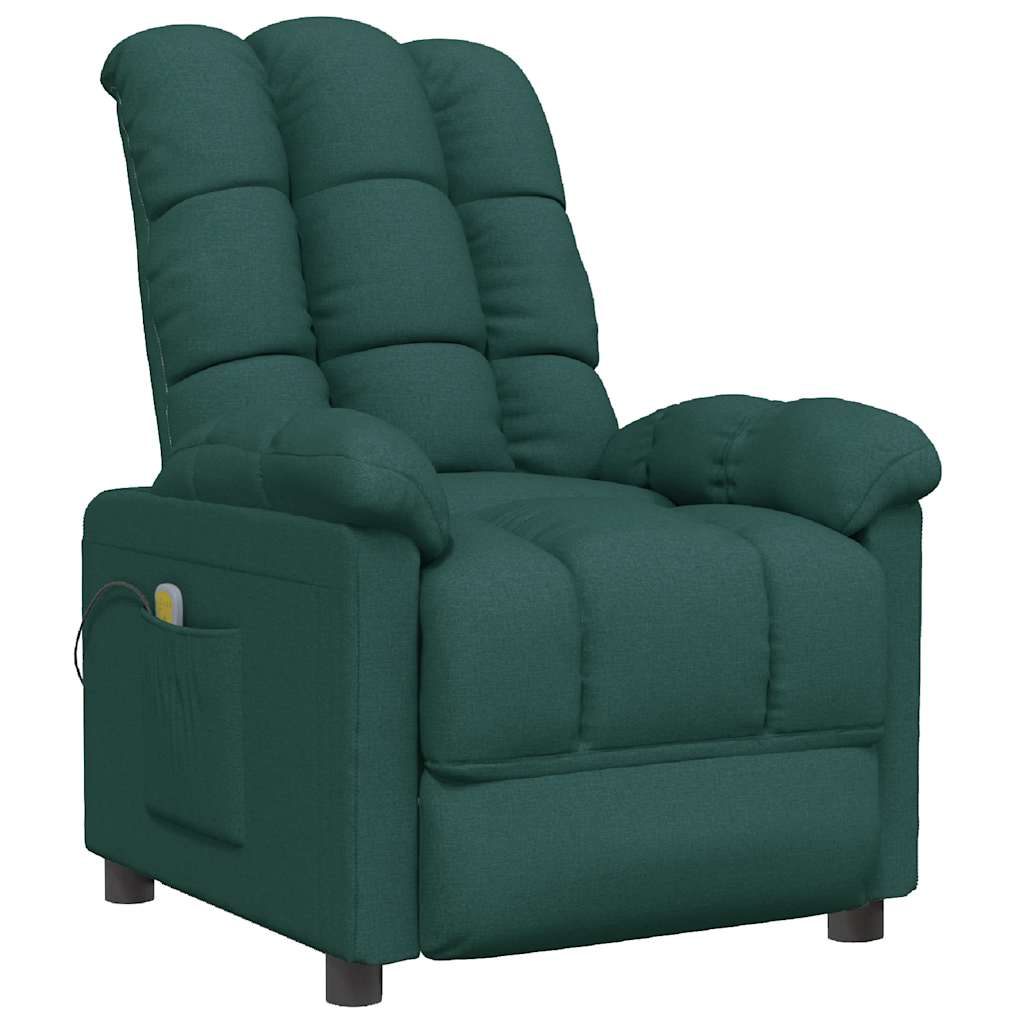 vidaXL Masážní křeslo tmavě zelené textil