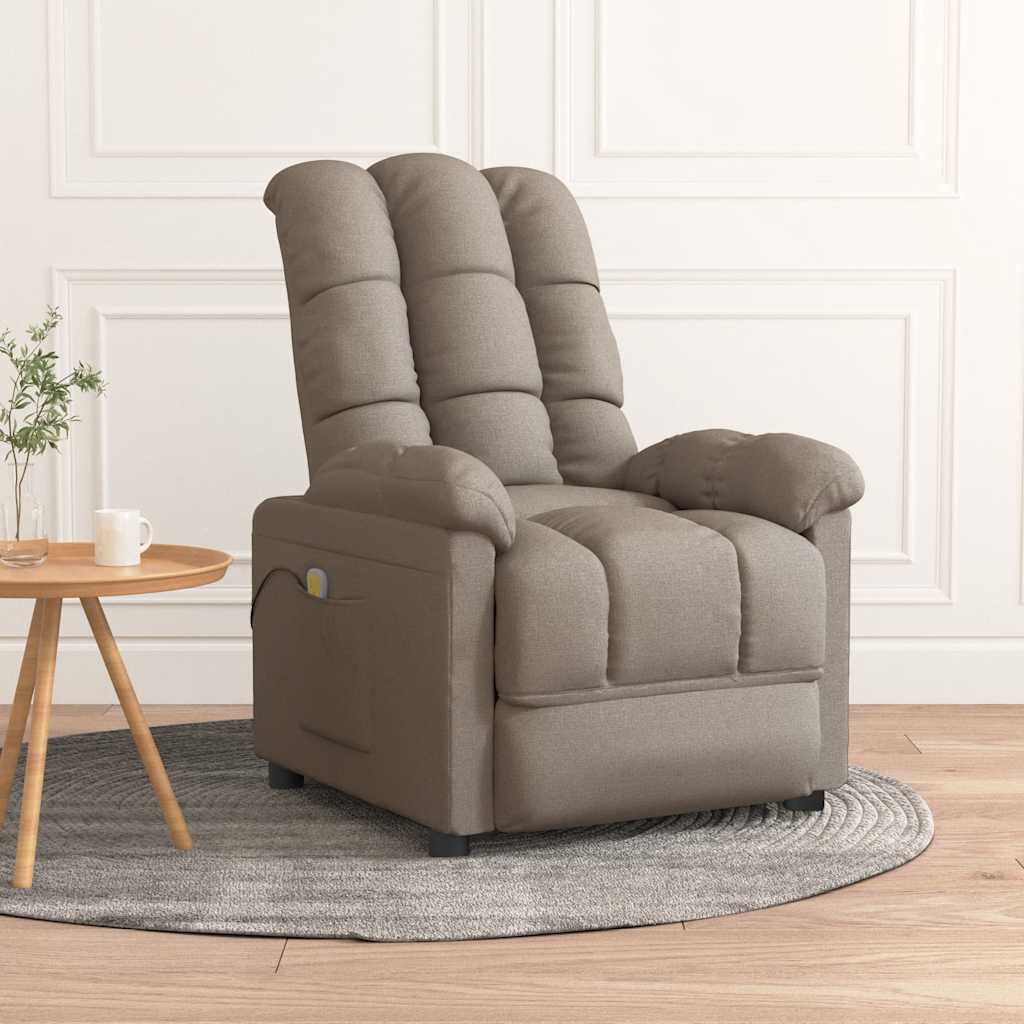 vidaXL Scaun de masaj, taupe, tesatura