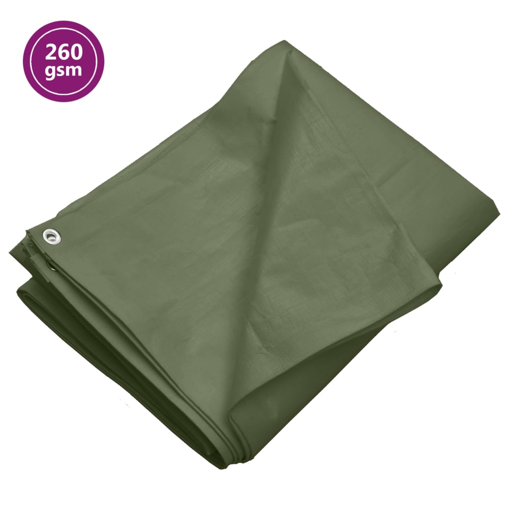 vidaXL Prelată 260 g/m², verde, 4x5 m, HDPE