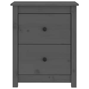 vidaXL Komodin Gri 50x35x61,5 cm Masif Çam Ağacı