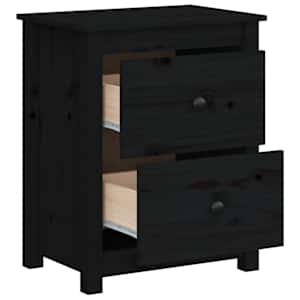 Noční stolky 2 ks černé 50 x 35 x 61,5 cm masivní borové dřevo - obrázek 6