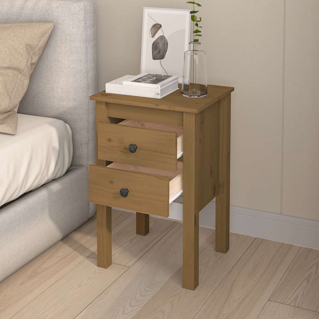 vidaXL Nočný stolík medovohnedý 40x35x61,5 cm masívne borovicové drevo