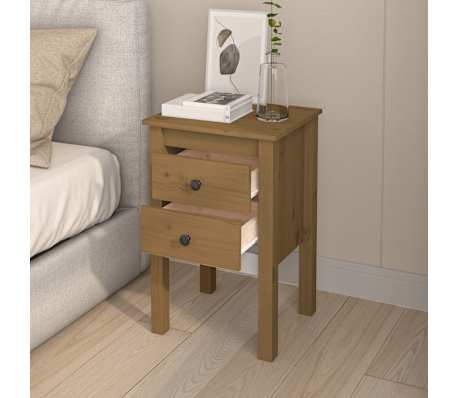 vidaXL Tables de chevet 2 pcs Marron miel 40x35x61,5 cm Pin solide