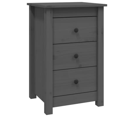 vidaXL Naktinės spintelės, 2vnt., pilkos, 40x35x61,5cm, pu&scaron;ies masyvas