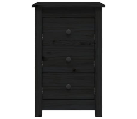 vidaXL Bedside Cabinet Black 40x35x61.5 cm Solid Wood Pine