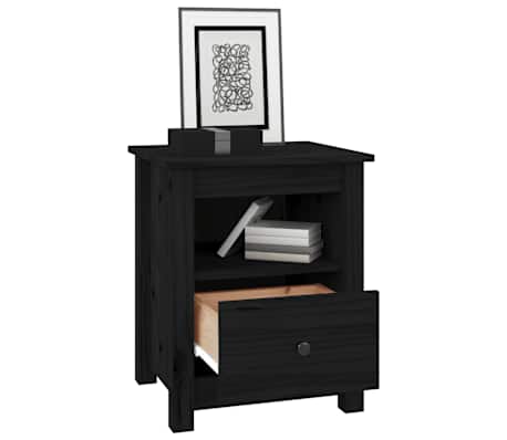 vidaXL Noptieră, negru, 40x35x49 cm, lemn masiv de pin