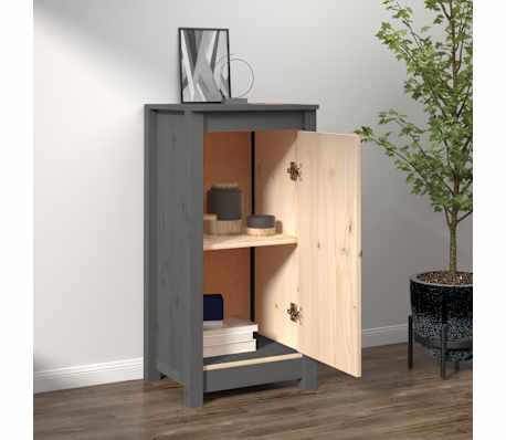 vidaXL Sideboard Grau 39x35x80 cm Massivholz Kiefer