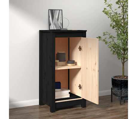 vidaXL Ντουλάπι Μαύρος 39x35x80 εκ. από Μασίφ Ξύλο Πεύκου