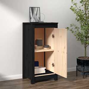 vidaXL Ντουλάπι Μαύρος 39x35x80 εκ. από Μασίφ Ξύλο Πεύκου