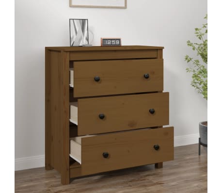 vidaXL kumode, medus brūna, 70x35x80 cm, priedes masīvkoks