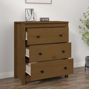 vidaXL kumode, medus brūna, 70x35x80 cm, priedes masīvkoks
