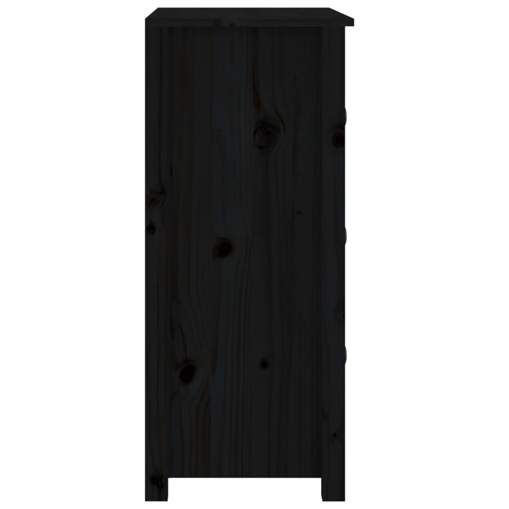 Příborník černý 70 x 35 x 80 cm masivní borové dřevo